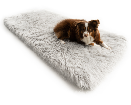 PupRug™ Runner Faux Fur Memory Foam Dog Bed - Rectangle Grey