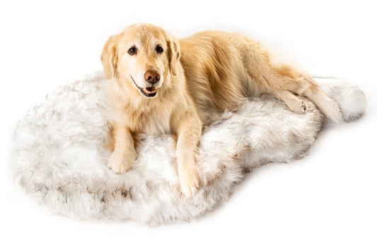 PupRug™ Faux Fur Orthopedic Dog Bed - Curve White