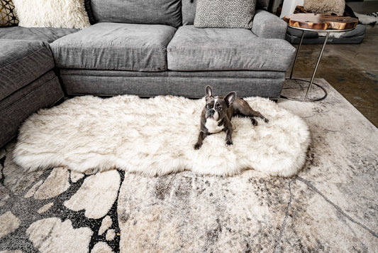 PupRug™ Runner Faux Fur Memory Foam Dog Bed - Curve White